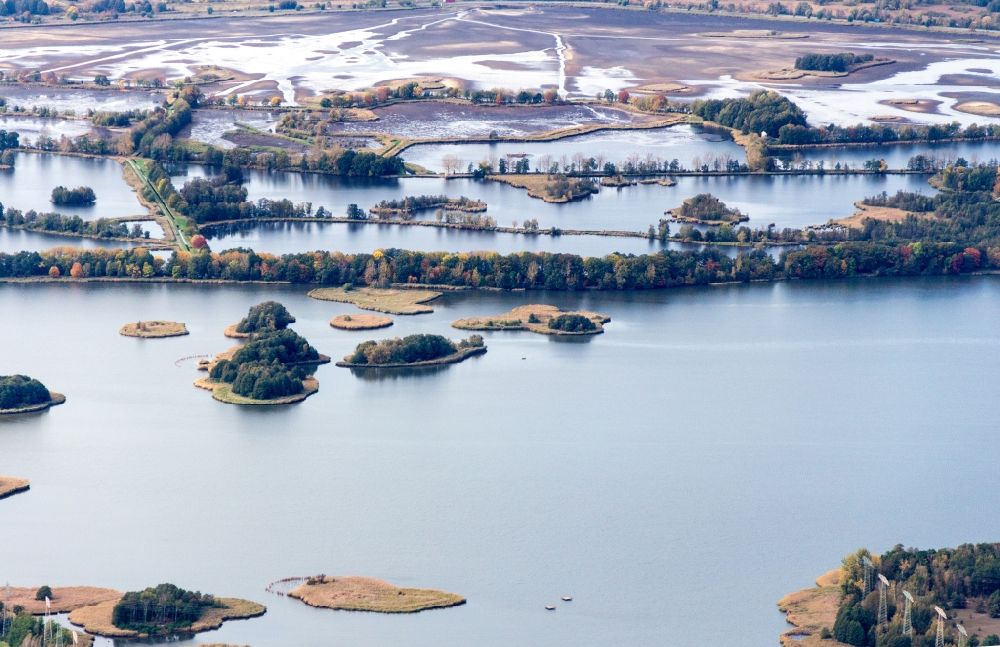 Luftbild Teichland - Uferbereiche der Teichanlagen zur Fischzucht Peitzer Teiche in Teichland im Bundesland Brandenburg, Deutschland