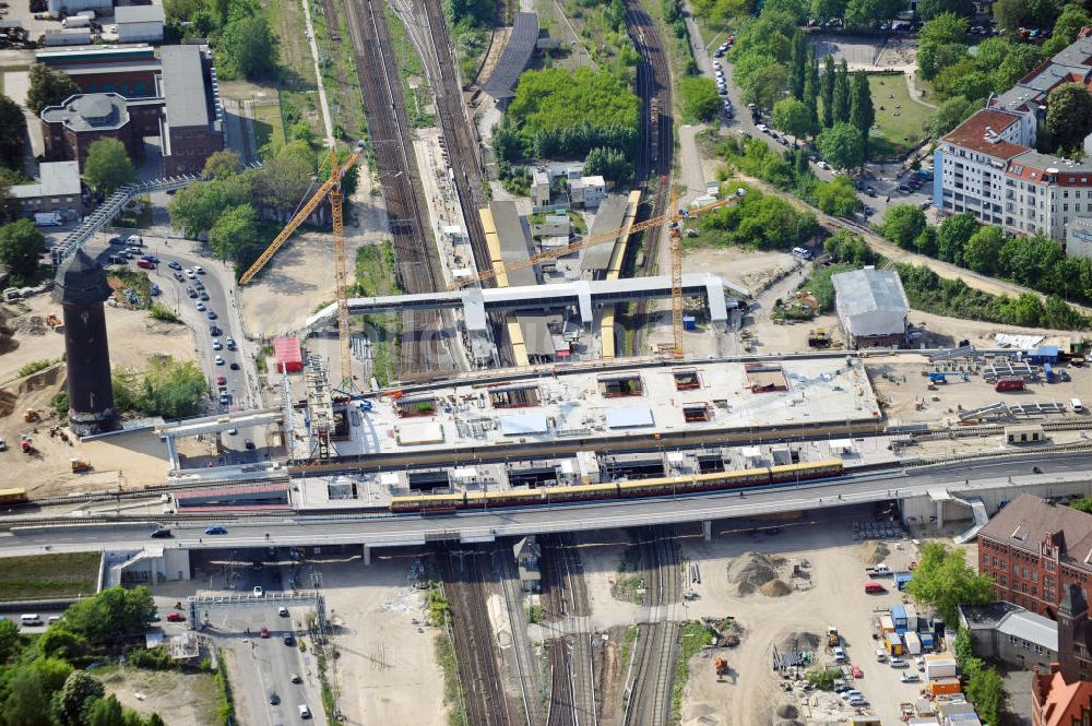 Berlin Friedrichshain von oben - Um- und Neubau des Berliner S-Bahnhofs Ostkreuz