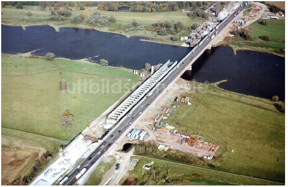 Vockerode / Sachsen - Anhalt von oben - Umbau der Autobahnbrücke Vockerode (Elbüberquerung).