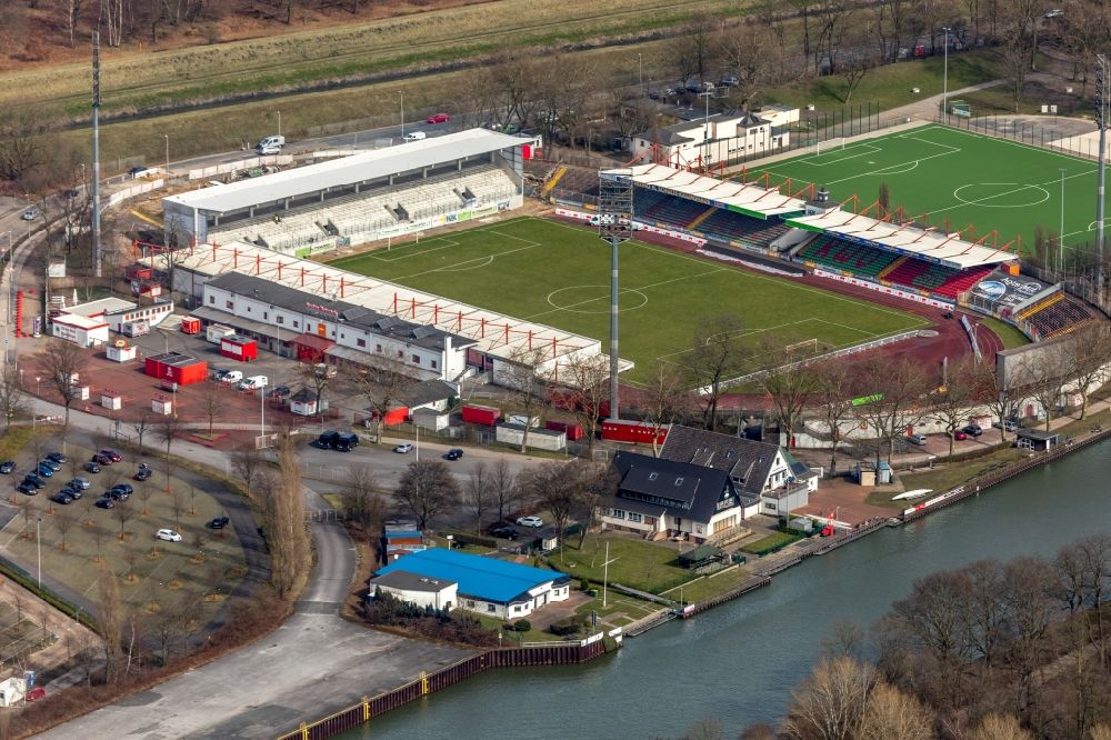 Luftbild Oberhausen - Umbau- Baustelle am Sportstätten-Gelände des Stadion Niederrhein in Oberhausen im Bundesland Nordrhein-Westfalen, Deutschland