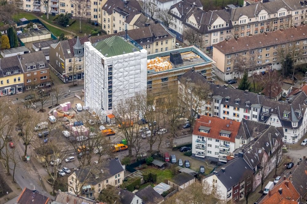 Luftaufnahme Herne - Umbau des Bunker- Gebäudekomplex we-house Herne in Herne im Bundesland Nordrhein-Westfalen, Deutschland