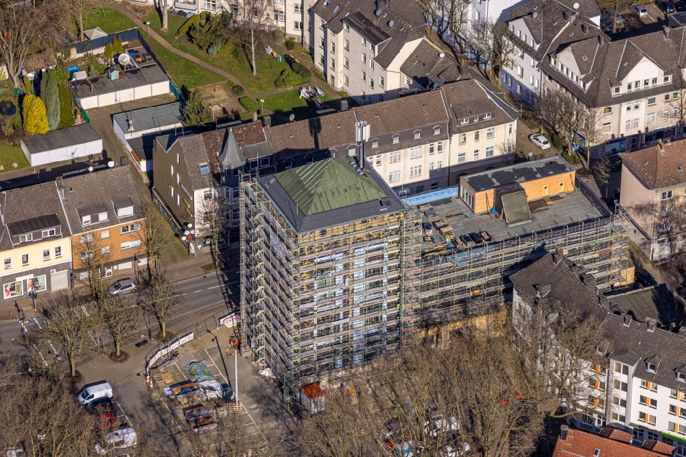 Herne von oben - Umbau des Bunker- Gebäudekomplex we-house Herne in Herne im Bundesland Nordrhein-Westfalen, Deutschland