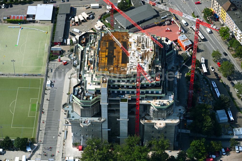 Luftaufnahme Hamburg - Umbau des Bunker- Gebäudekomplex Medienbunker im Ortsteil Sankt Pauli in Hamburg, Deutschland