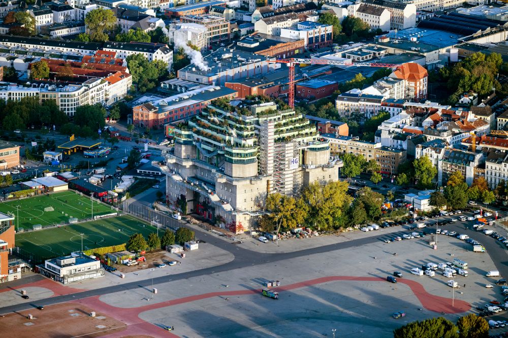 Luftaufnahme Hamburg - Umbau des Bunker- Gebäudekomplex Medienbunker im Ortsteil Sankt Pauli in Hamburg, Deutschland