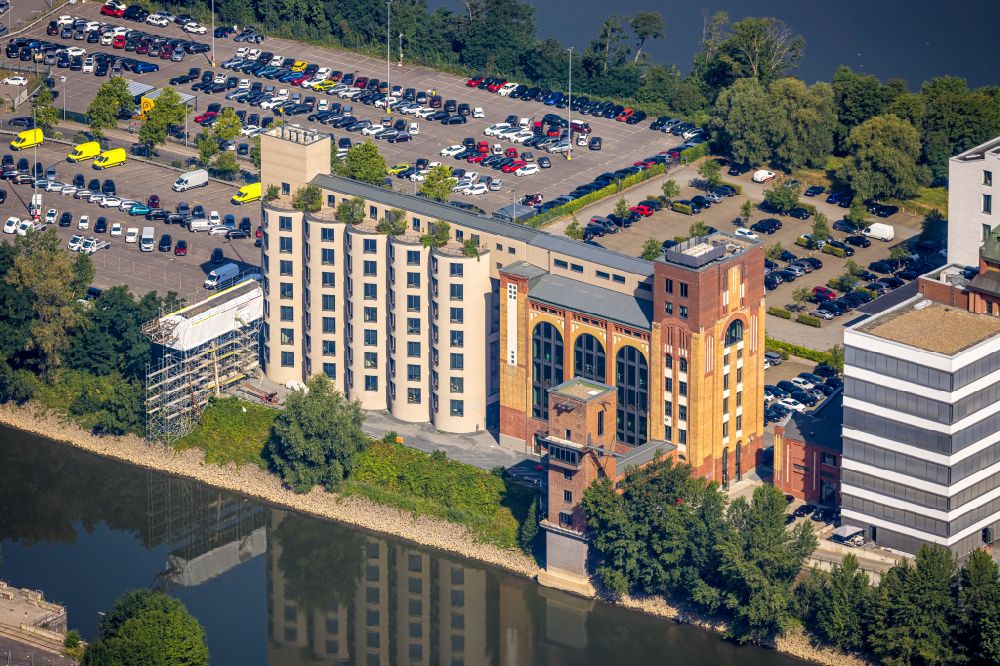 Luftaufnahme Düsseldorf - Umbau der ehemaligen Plange Mühle zum Medienhafen in Düsseldorf im Bundesland Nordrhein-Westfalen, Deutschland