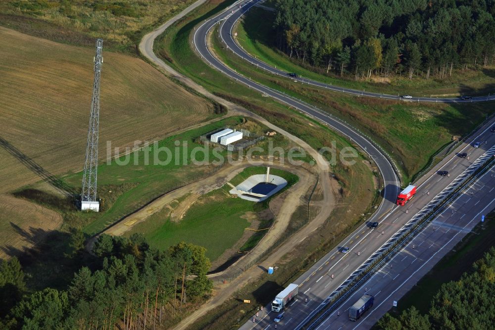Luftbild Kremmen - Umbau und Erweiterung der Autobahnanschlußstelle AS Kremmen am Autobahndreieck Havelland im Bundesland Brandenburg