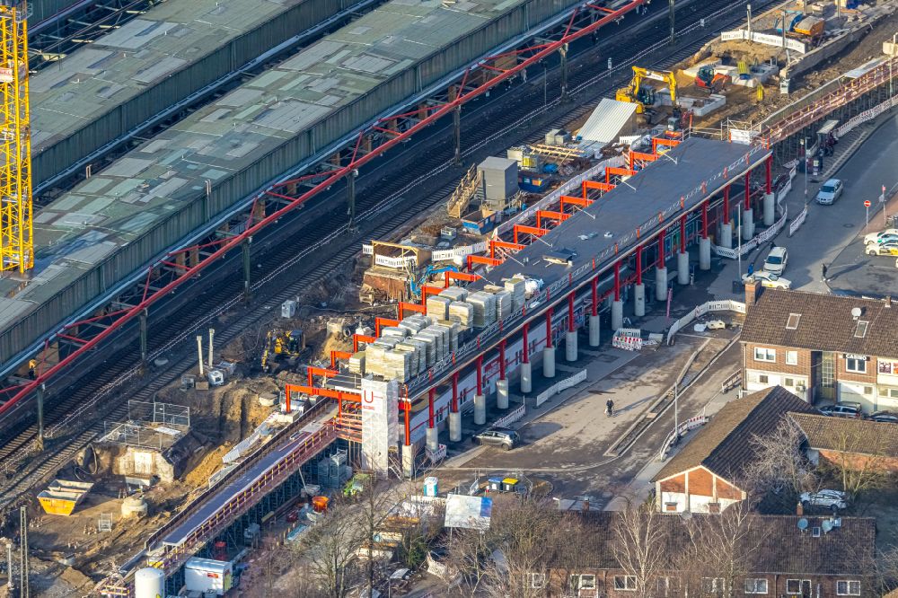 Luftaufnahme Duisburg - Umbau des Hauptbahnhof der Deutschen Bahn in Duisburg im Bundesland Nordrhein-Westfalen