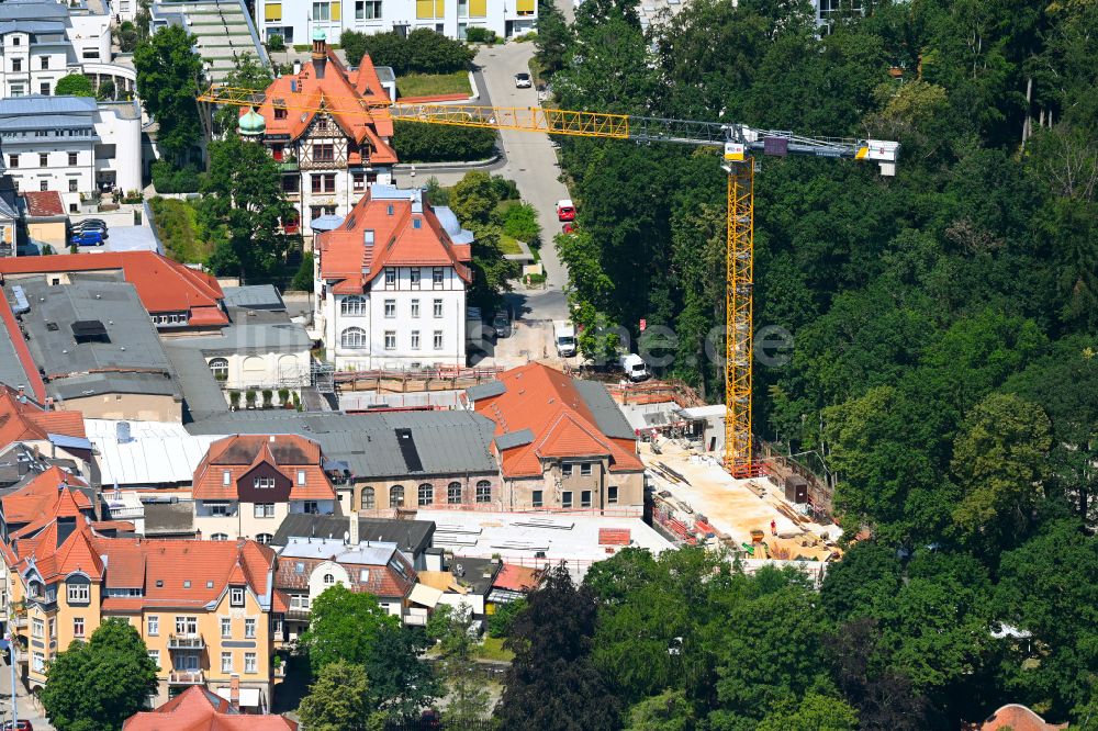 Luftaufnahme Dresden - Umbau der Hotelanlage zur Errichtung einer Tiefgarage in Dresden im Bundesland Sachsen, Deutschland