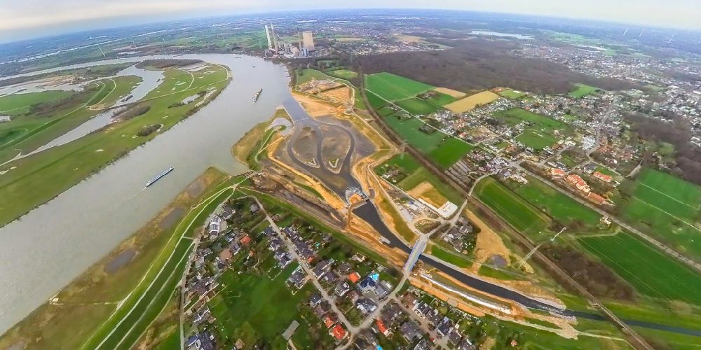 Luftaufnahme Eppinghoven - Umbau Neue Emschermündung in den Rhein bei Eppinghoven im Bundesland Nordrhein-Westfalen