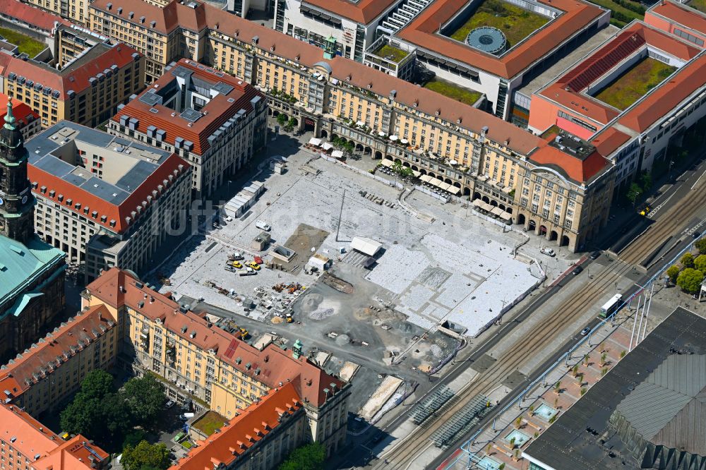 Luftaufnahme Dresden - Umbau des Platz- Ensemble Altmarkt in Dresden im Bundesland Sachsen, Deutschland