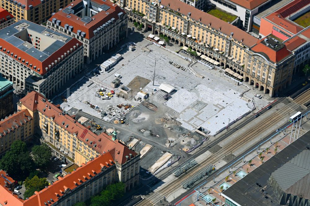 Dresden von oben - Umbau des Platz- Ensemble Altmarkt in Dresden im Bundesland Sachsen, Deutschland