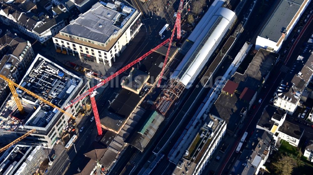 Luftbild Bonn - Umbau und Sanierung des Hauptbahnhof der Deutschen Bahn in Bonn im Bundesland Nordrhein-Westfalen, Deutschland