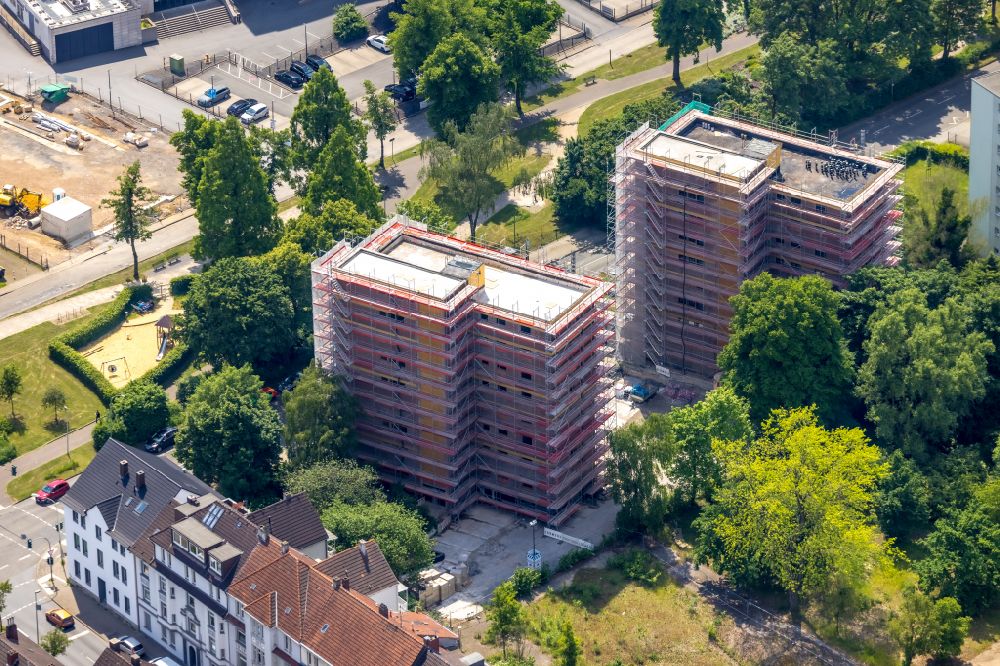 Luftbild Herne - Umbau und Sanierung der Hochhaus- Gebäude in Herne im Bundesland Nordrhein-Westfalen, Deutschland