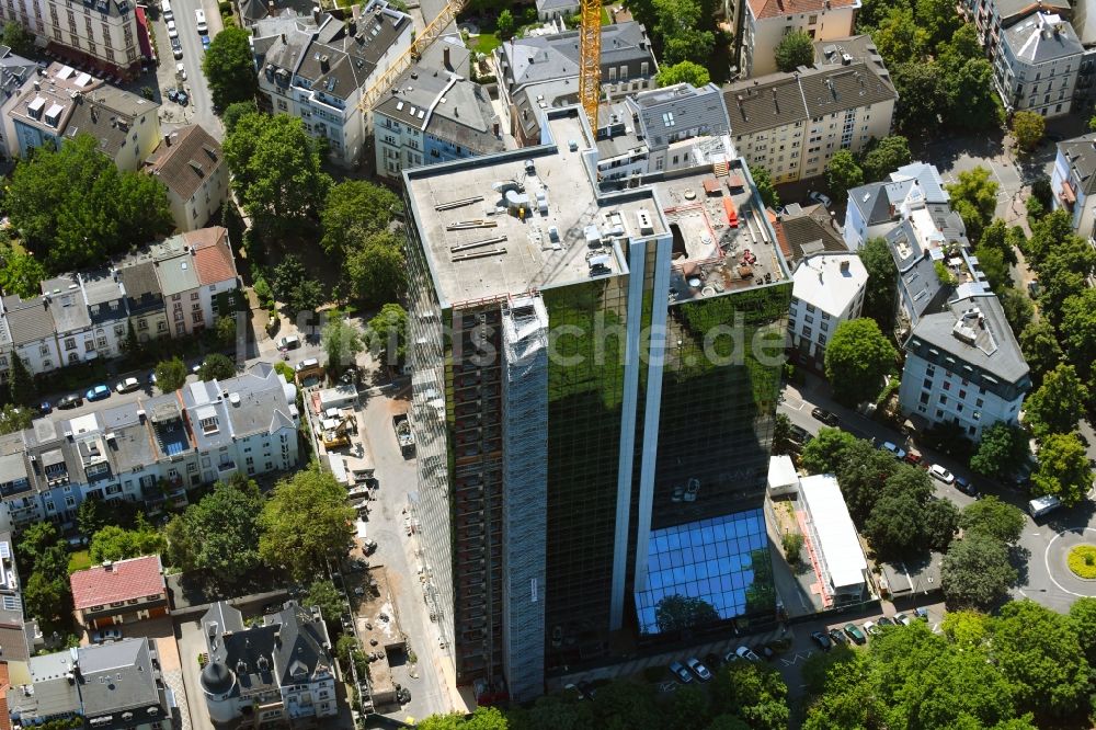 Luftbild Frankfurt am Main - Umbau und Sanierung des Hochhaus- Gebäude 160 PARK VIEW in Frankfurt am Main im Bundesland Hessen, Deutschland