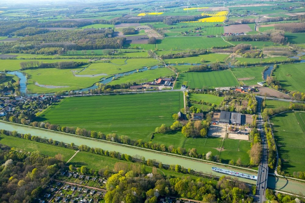 Luftaufnahme Hamm - Umgebung des Datteln-Hamm-Kanals im Norden des Stadtteils Werries in Hamm im Bundesland Nordrhein-Westfalen