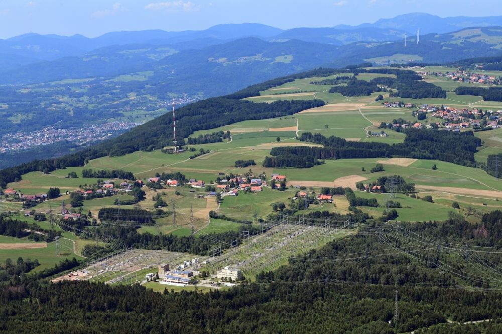 Luftaufnahme Rickenbach - Umspannwerk Kühmoos der Schluchseewerk AG auf der Hochebene des Hotzenwaldes in Rickenbach im Bundesland Baden-Württemberg, Deutschland