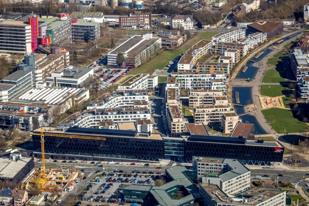 Luftbild Essen - Unternehmen- Verwaltungsgebäude der Funke Mediengruppe in Essen im Bundesland Nordrhein-Westfalen, Deutschland