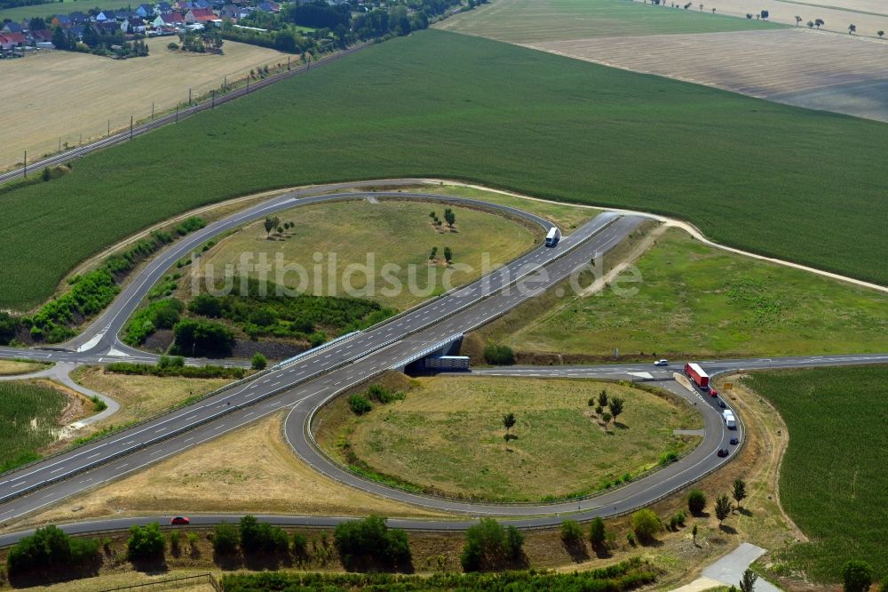Luftbild Seerhausen - Unvollendete Autobahnabfahrt der BAB A6 zur B196 in Seerhausen im Bundesland Sachsen, Deutschland