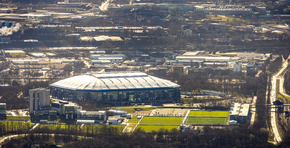 Luftaufnahme Gelsenkirchen - Veltins Arena in Gelsenkirchen im Bundesland Nordrhein-Westfalen, Deutschland