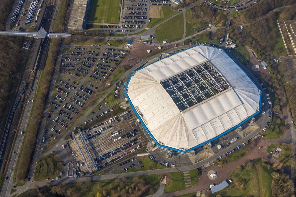 Luftaufnahme Gelsenkirchen - Veltins Arena in Gelsenkirchen im Bundesland Nordrhein-Westfalen, Deutschland