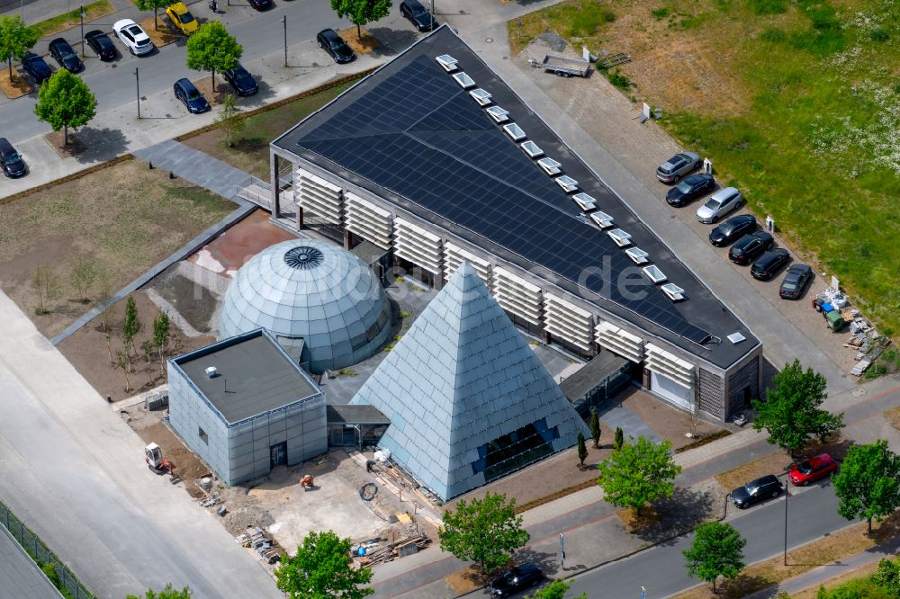 Luftbild Hannover - Veranstaltungshalle Eventlocation Dänischer Pavillon auf dem Messegelände in Hannover im Bundesland Niedersachsen, Deutschland