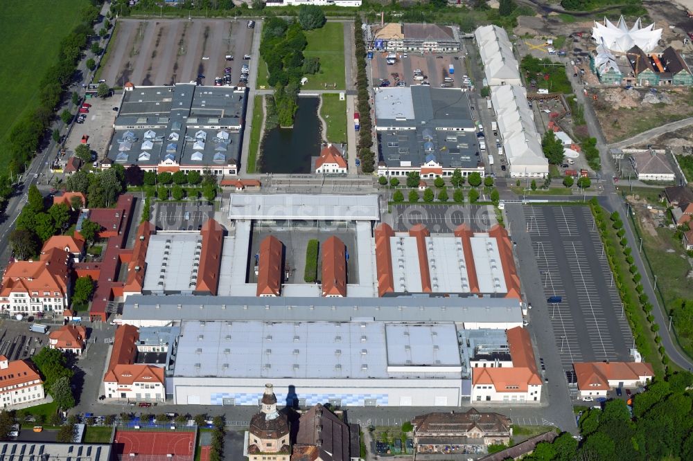 Luftbild Dresden - Veranstaltungshalle Ostrapark - Zentrum für Eventkultur am Messering in Dresden im Bundesland Sachsen