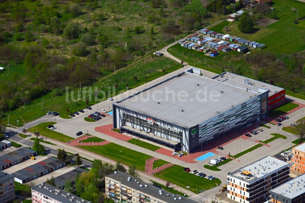 Luftaufnahme Zgorzelec - Gerltsch - Veranstaltungshalle PGE Turów Arena in Zgorzelec - Gerltsch in Dolnoslaskie - Niederschlesien, Polen