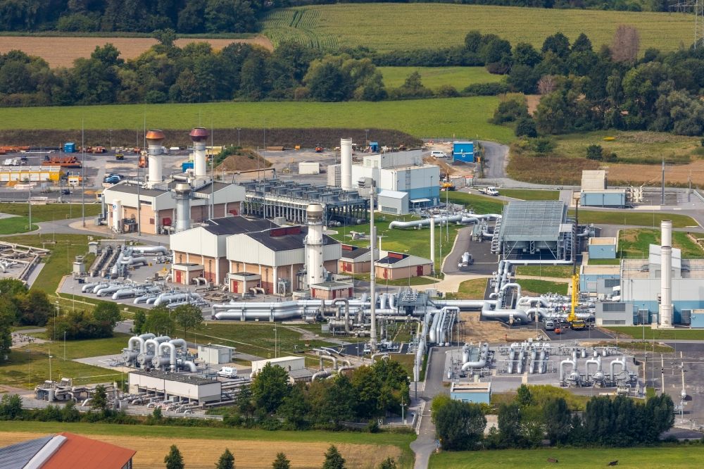 Werne von oben - Verdichterstadion und Pumpwerk für Erdgas Open Grid Europe in Werne im Bundesland Nordrhein-Westfalen, Deutschland