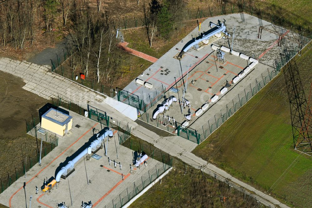 Börnicke von oben - Verdichterstadion und Pumpwerk für Erdgas des Unternehmens ONTRAS in Börnicke im Bundesland Brandenburg, Deutschland