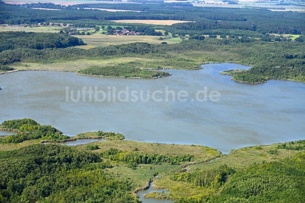 Mönchshof von oben - Verlandung und Austrocknung des See Mönchsee in Mönchshof im Bundesland Mecklenburg-Vorpommern, Deutschland