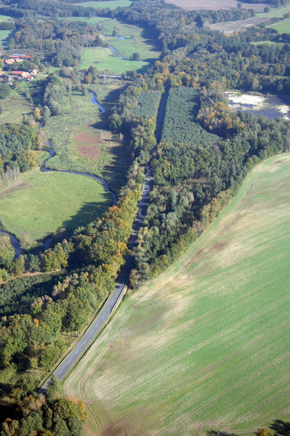 Luftbild Kreuzburg - Verlauf Bundesstrasse 189 von Wittenberge bis Wittstock