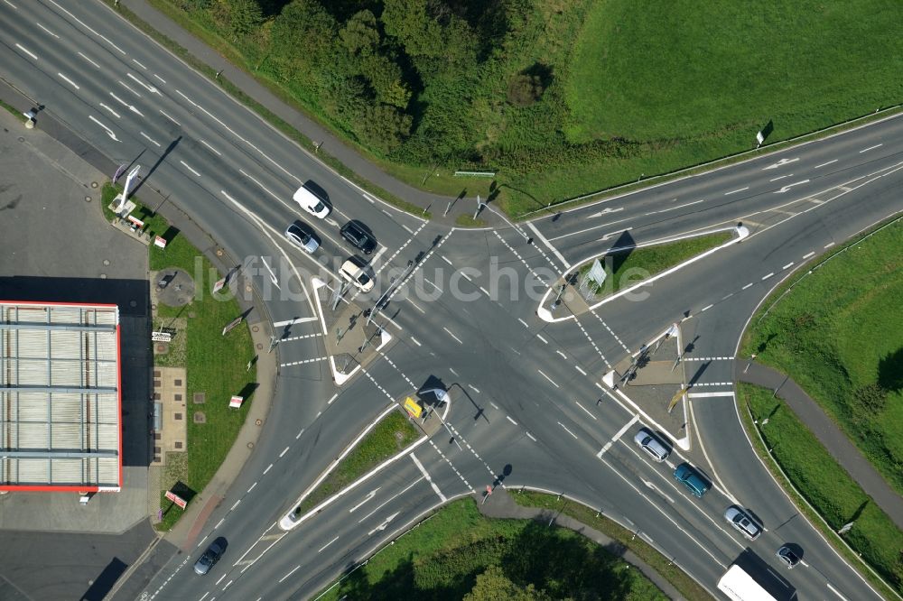 Luftbild Alsfeld - Verlauf der Straßenkreuzung in Alsfeld im Bundesland Hessen