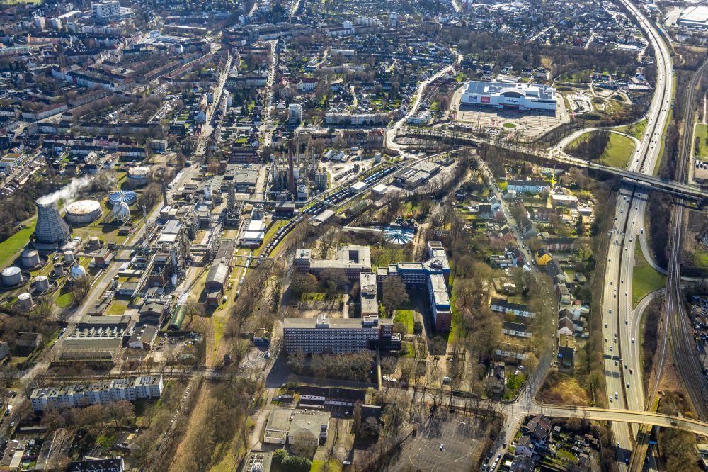 Luftbild Herne - Verwaltungsgebäude Bundesagentur für Arbeit und Bürohäuser in Herne im Bundesland Nordrhein-Westfalen, Deutschland