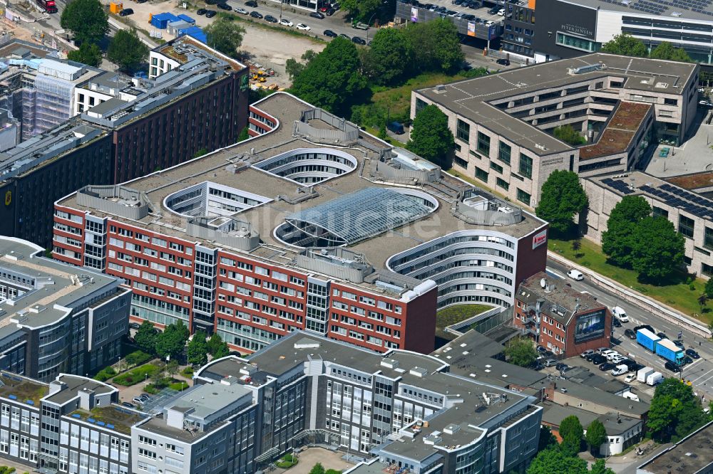 Hamburg von oben - Verwaltungsgebäude des Finanzdienstleistungs- Unternehmens Finanz-Center der Sparkasse Hamburg (Haspa) im Ortsteil Borgfelde in Hamburg, Deutschland