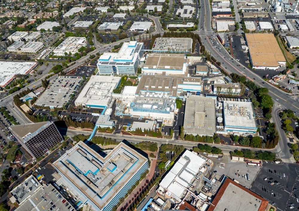 Luftbild Santa Clara - Verwaltungsgebäude des Unternehmens Intel Hauptverwaltung und der Vishay Americas inc. Broadcom ca technologies Santa Clara in Silicon Valley in Kalifornien in den USA