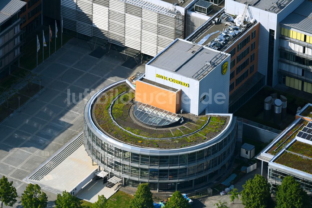 Coburg von oben - Verwaltungsgebäude des Versicherungs- Unternehmens HUK24 AG in Coburg im Bundesland Bayern, Deutschland