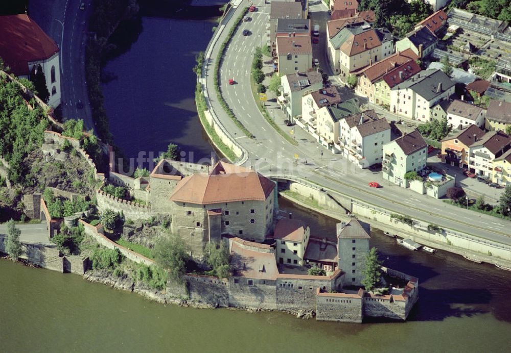 PASSAU aus der Vogelperspektive: Veste Niederhaus mit Ilzmündung in Passau