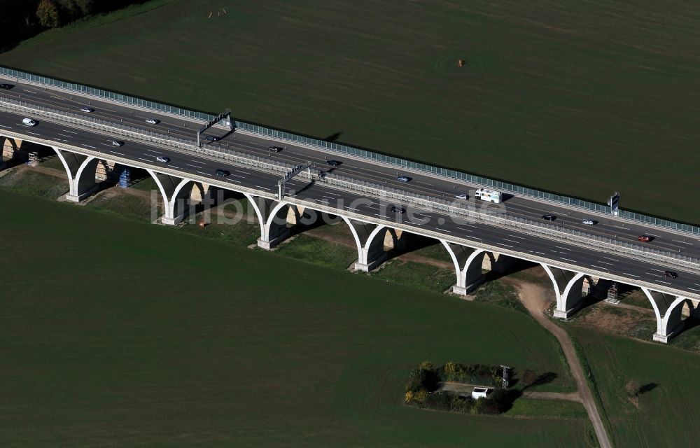 Luftbild Jena - Viadukt der Autobahn - Saalebrücken in Jena im Bundesland Thüringen