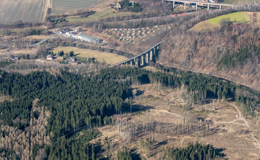 Luftbild Flöha - Viadukt des Bahn- Brückenbauwerk in Flöha im Bundesland Sachsen, Deutschland