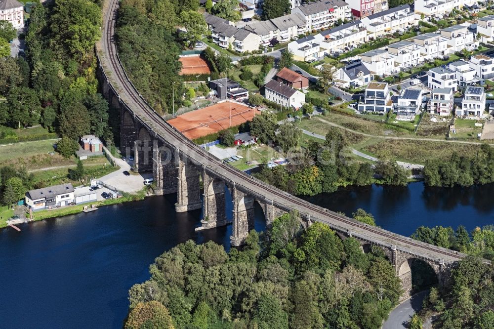 Luftaufnahme Herdecke - Viadukt des Bahn- Brückenbauwerk in Herdecke im Bundesland Nordrhein-Westfalen, Deutschland
