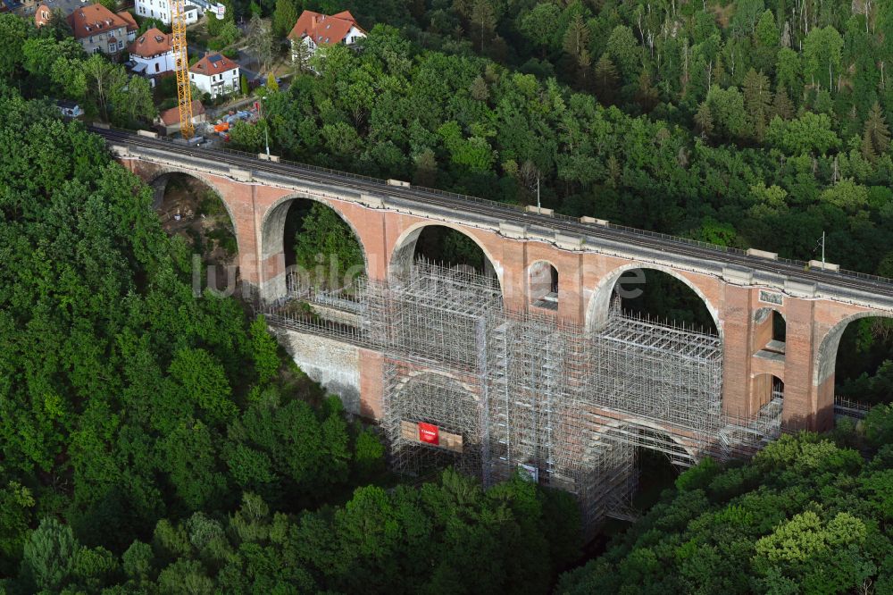 Luftbild Plauen - Viadukt des Bahn- Brückenbauwerk in Plauen im Bundesland Sachsen, Deutschland