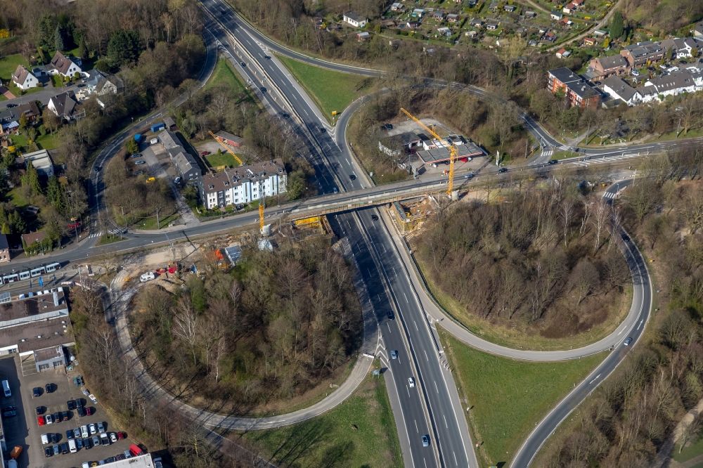 Bochum von oben - Viadukt der Schnellstraße Nordhausen- Ring in Bochum im Bundesland Nordrhein-Westfalen, Deutschland