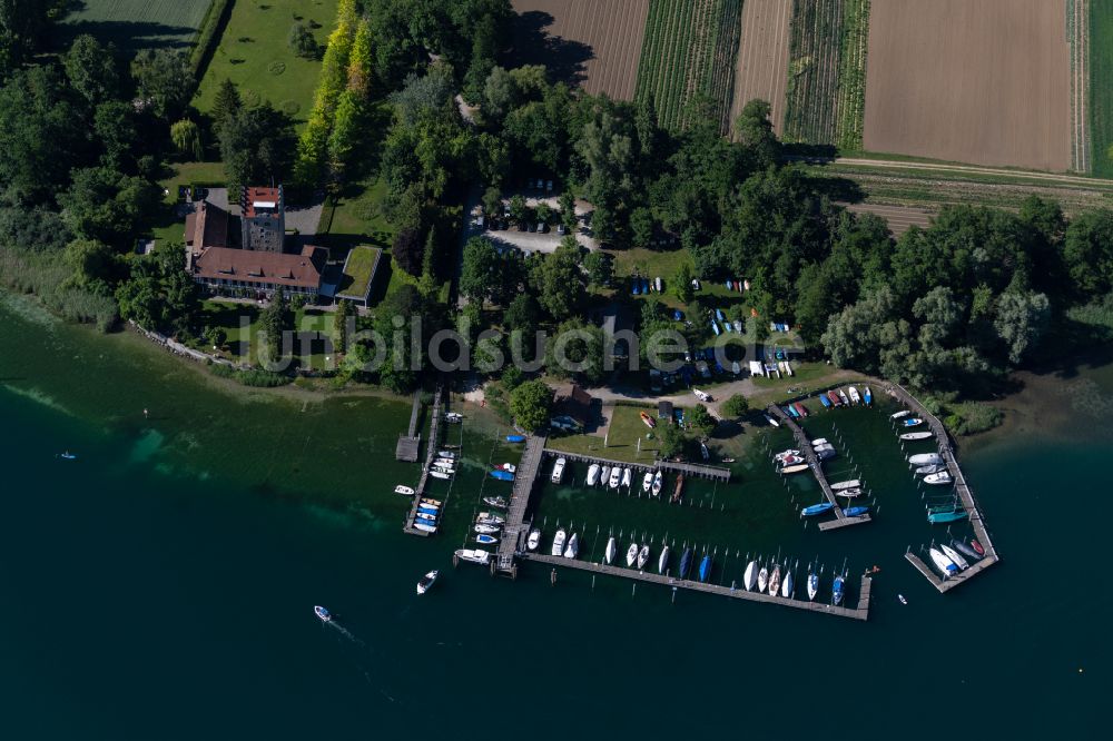 Luftaufnahme Öhningen - Villa Einfamilienhaus Jacques Schiesser Haus am Obersee in Öhningen im Bundesland Baden-Württemberg, Deutschland