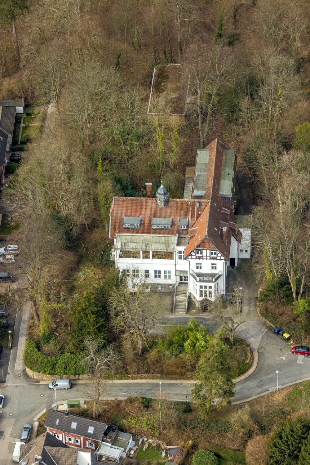 Luftbild Essen - Villa Ruhnau-Haus im Ortsteil Kettwig in Essen im Bundesland Nordrhein-Westfalen, Deutschland