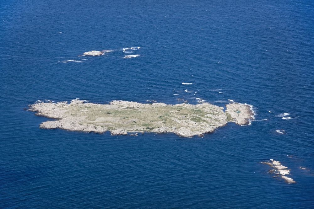 Luftaufnahme Christianso - Vogelinsel Grasholm der Inselgruppe der Erbseninseln ( Ertholmene ) in der Ostsee in Dänemark