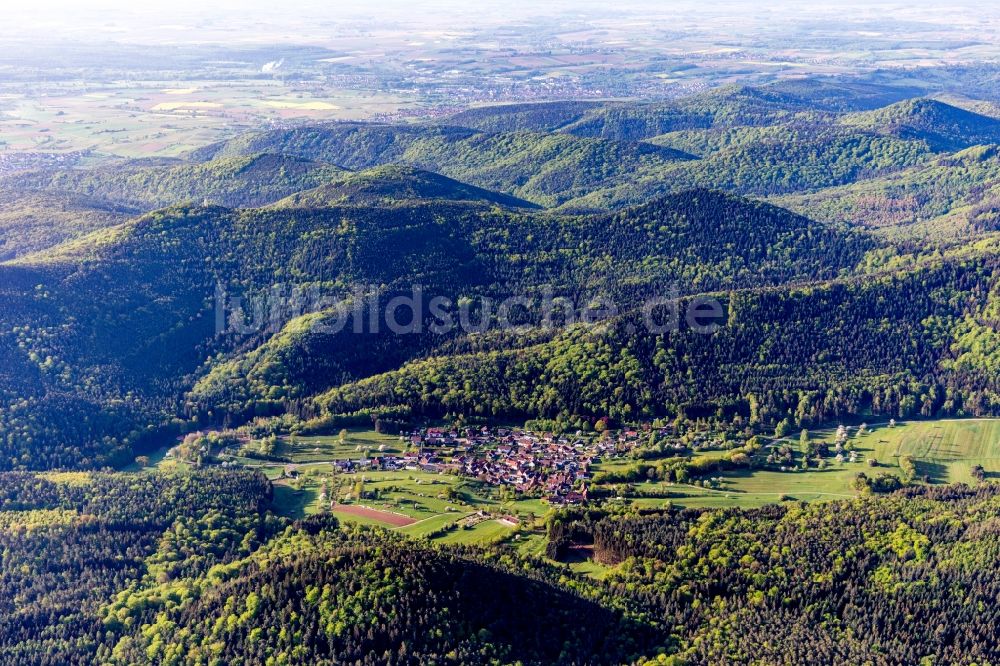 Böllenborn aus der Vogelperspektive: Von Wald umgebene Ortsansicht in Böllenborn im Bundesland Rheinland-Pfalz, Deutschland