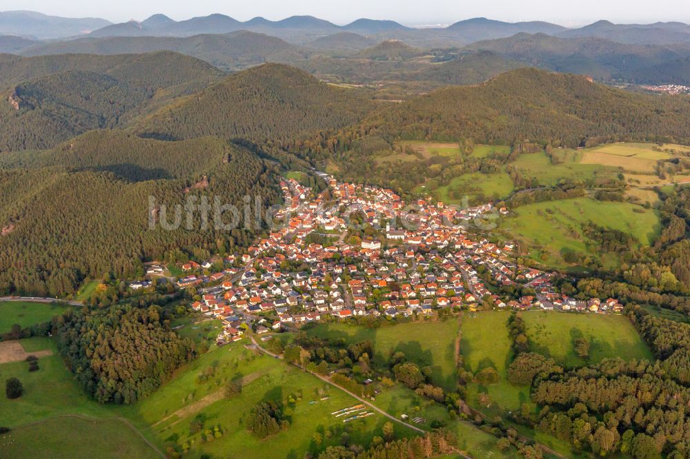 Luftbild Busenberg - Von Wald umgebene Ortsansicht in Busenberg im Bundesland Rheinland-Pfalz, Deutschland