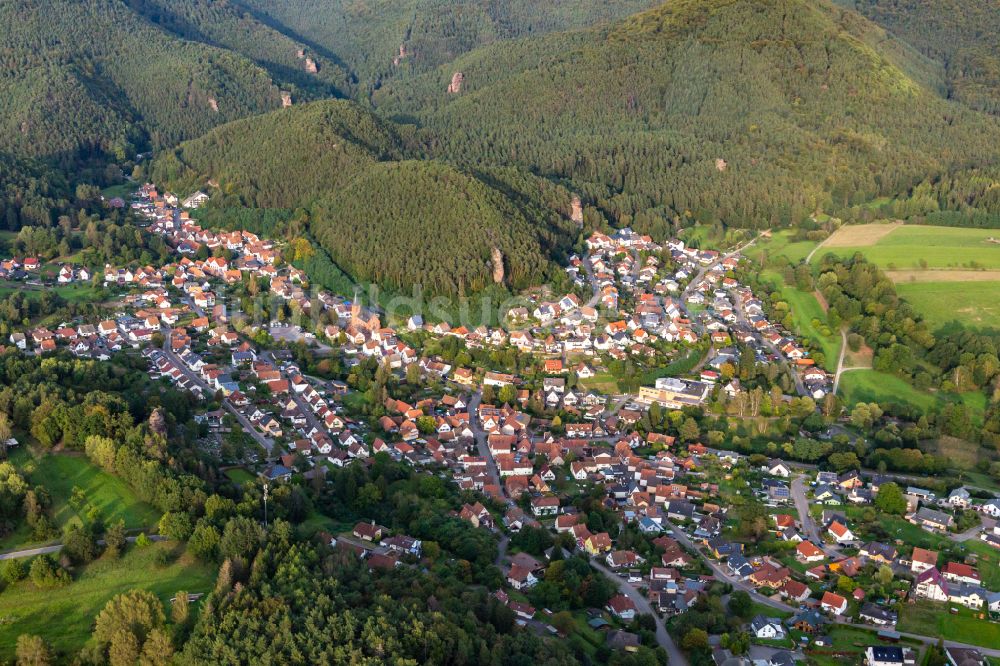 Luftaufnahme Erfweiler - Von Wald umgebene Ortsansicht in Erfweiler im Bundesland Rheinland-Pfalz, Deutschland