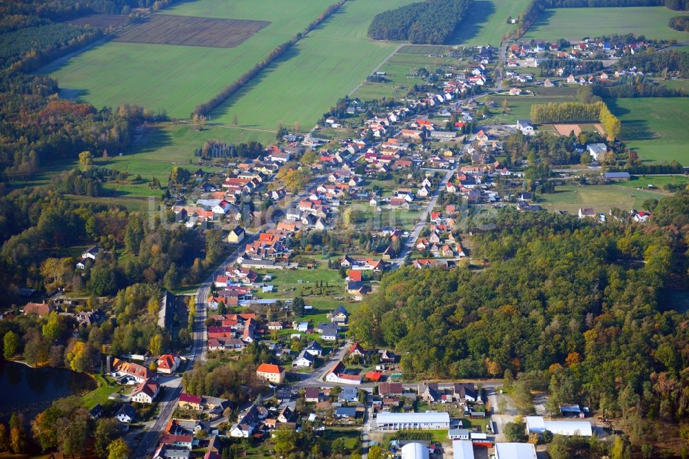 Luftaufnahme Guteborn - Von Wald umgebene Ortsansicht in Guteborn im Bundesland Brandenburg, Deutschland