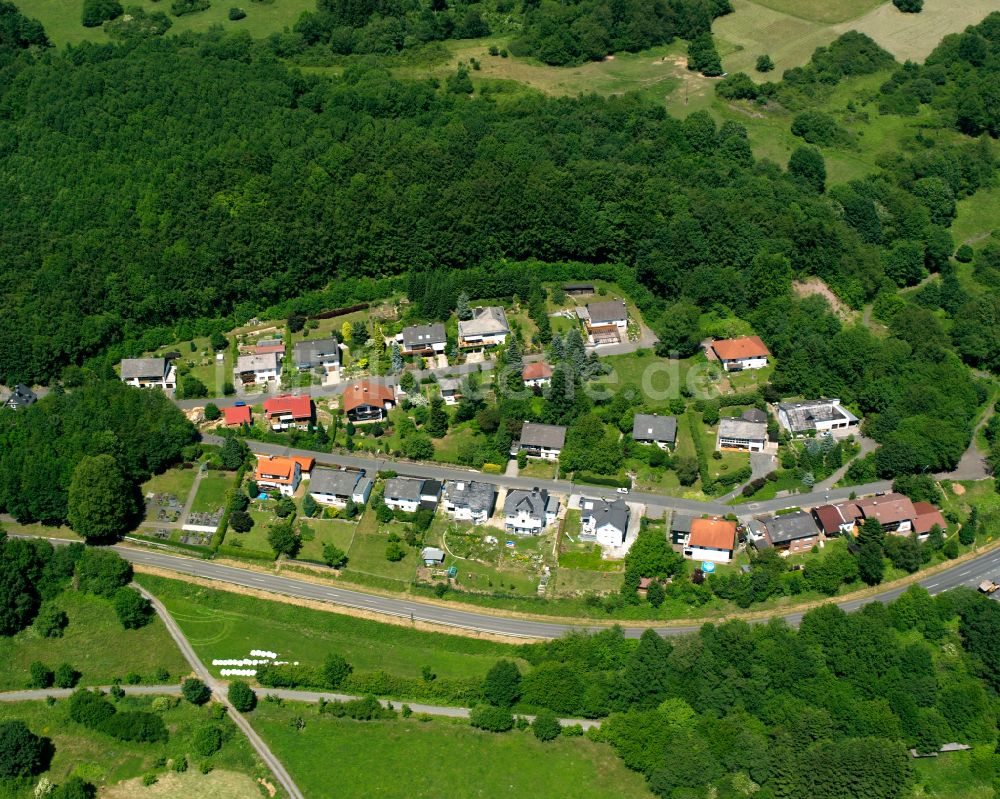 Heiligenborn von oben - Von Wald umgebene Ortsansicht in Heiligenborn im Bundesland Hessen, Deutschland